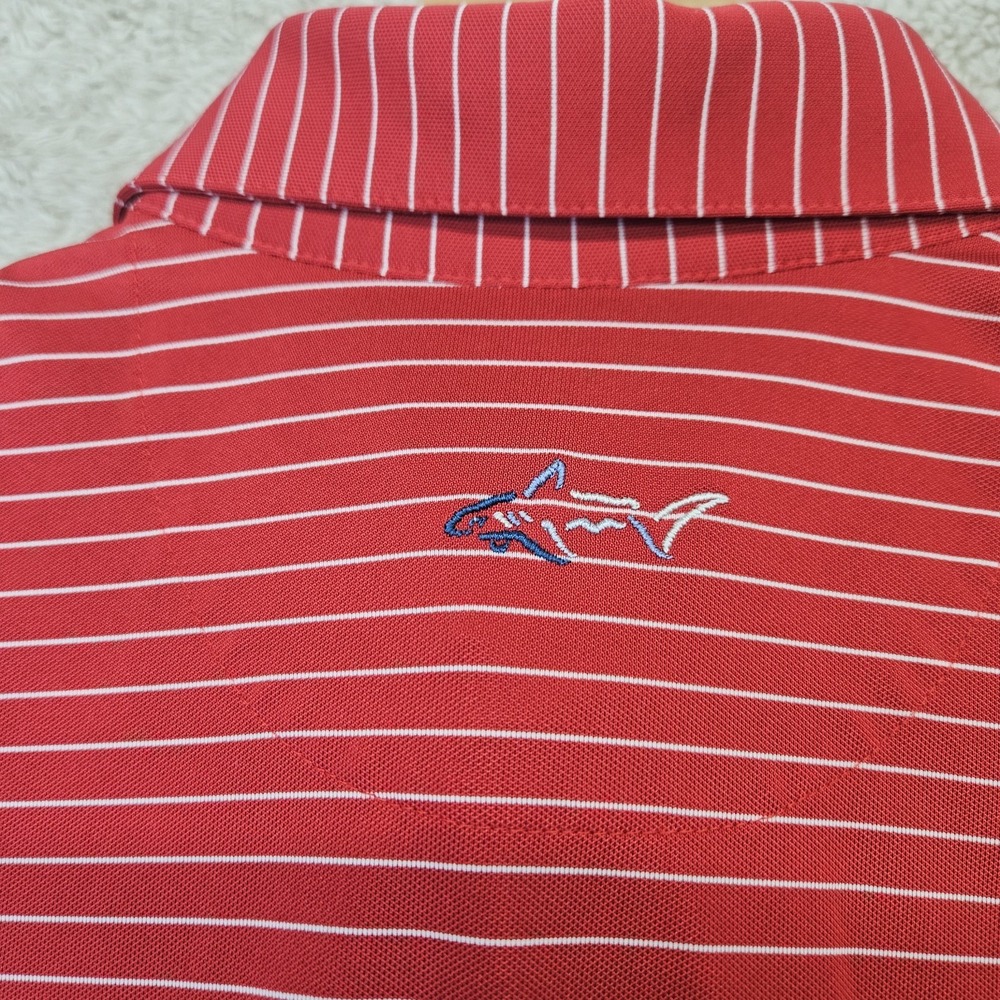 Trump Golf Polo Shirt Greg Norman Red White Striped Men's Small Play Dry - Picture 4 of 13